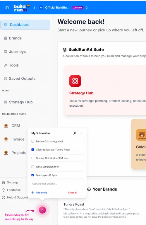 A mockup of the my 5 feature.