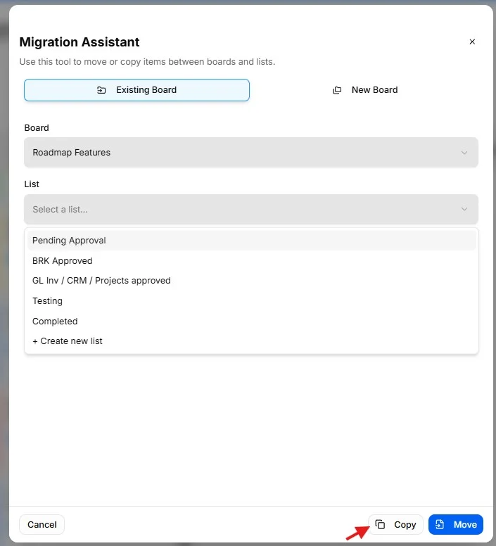 Task Move Copy